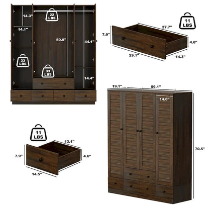 Bedroom Armoire Closet Armoire Wardrobe Closet Clothing Rod Drawer