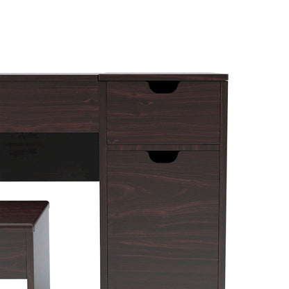 DH BASIC Modern Walnut 36 Storage Vanity and Stool Set by Denhour
