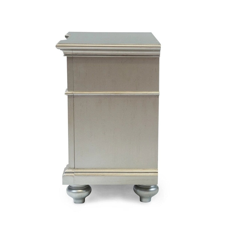 Eaen Glam Silver Wood 2-Drawer Nightstand by Furniture of America