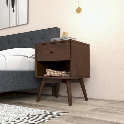 Novel Mid Century Modern Walnut Nightstand Bed Side Tables
