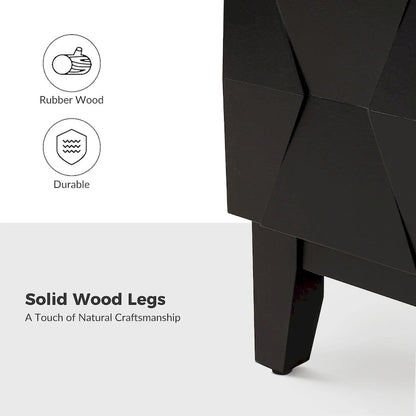 Ethe Mid-Century 2-Drawer Storage Nightstand with Adjustable Solid Wood legs and Charging Station Set of 2 By HULALA HOME