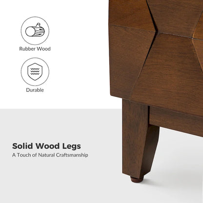 Ethe Mid-Century 2-Drawer Storage Nightstand with Adjustable Solid Wood legs and Charging Station Set of 2 By HULALA HOME