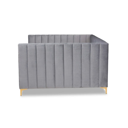 Oksana Light Grey Velvet with Goldtone Legs Daybed