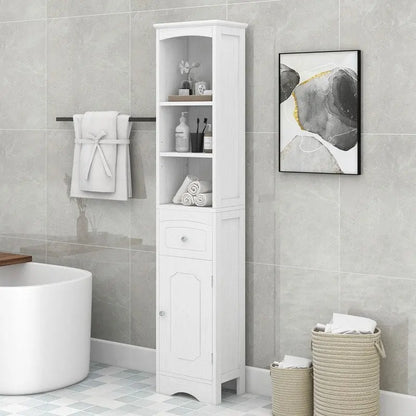 72 Bathroom Tall Cabinet with Drawer and 5 Adjustable Shelves