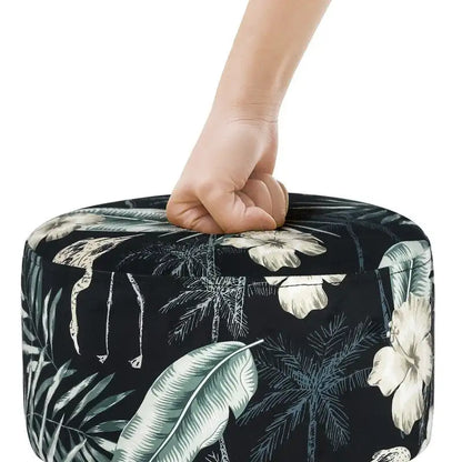 Adeco Modern Round Ottoman Foot Rest Footstool Velvet Fabric Padded