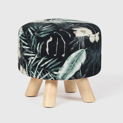 Adeco Modern Round Ottoman Foot Rest Footstool Velvet Fabric Padded