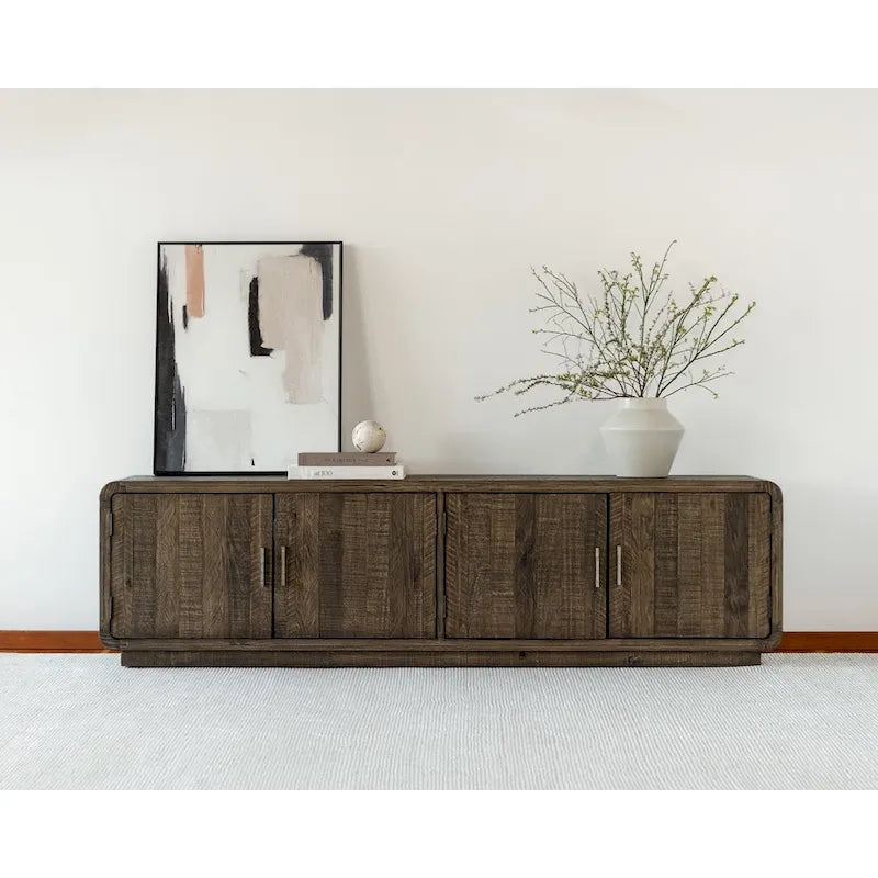 Aurelle Home Modima Rustic Rounded Edge Entertainment Center