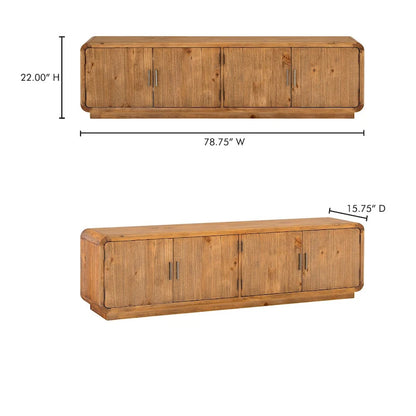 Aurelle Home Modima Rustic Rounded Edge Entertainment Center