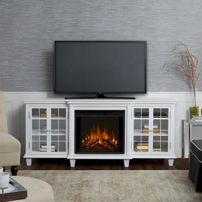 Marlowe 70 TV Stand Electric Fireplace White by Real Flame