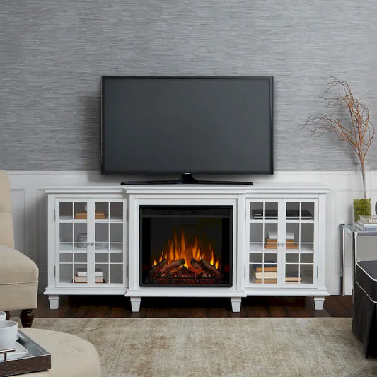 Marlowe 70 TV Stand Electric Fireplace White by Real Flame