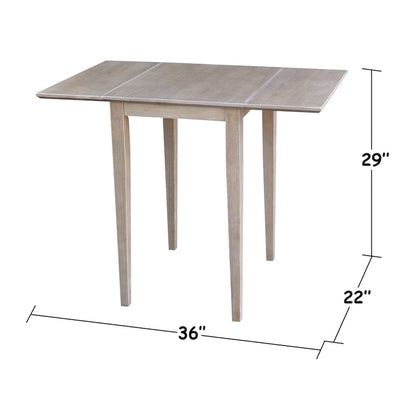 Small Dual Drop Leaf Table with Two Chairs, Washed Gray Taupe