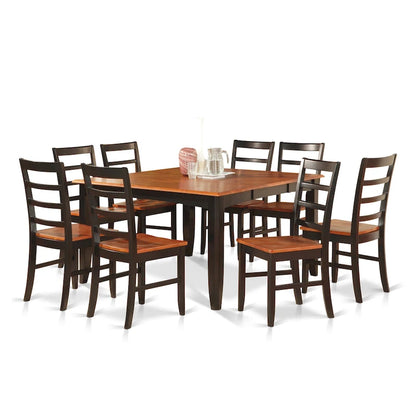 East West Furniture Dining Table Set Includes a Square Table with Butterfly Leaf and Dining Chairs (Chair Seat Type Options)