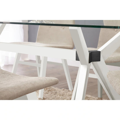 Rye Studio Waldorf Modern Glass Dining Table