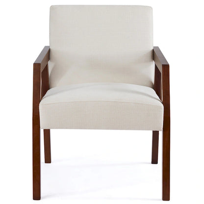 HUIMO Accent Armchair Solid Wooden Brownness/ White/ Blue Upholstered Mid-Century Modern Accent Chair for Living Room, Bedroom