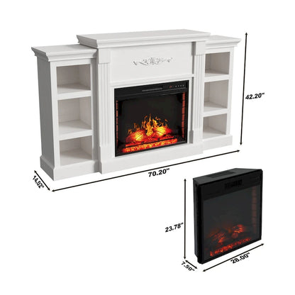 70 Wood Classical Fireplace TV Stand with 28 Electric Fireplace