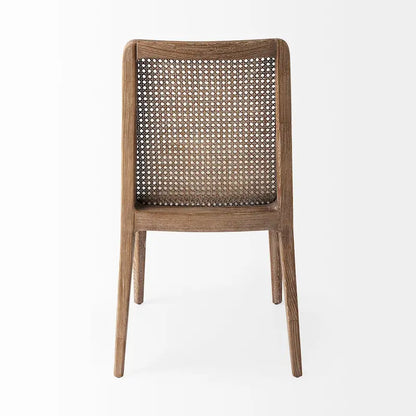 Clara Light Brown Wood Cream Seat Armless Dining Chair