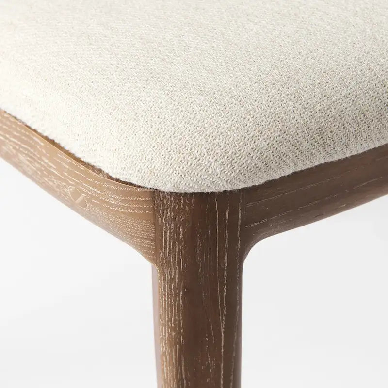 Clara Light Brown Wood Cream Seat Armless Dining Chair
