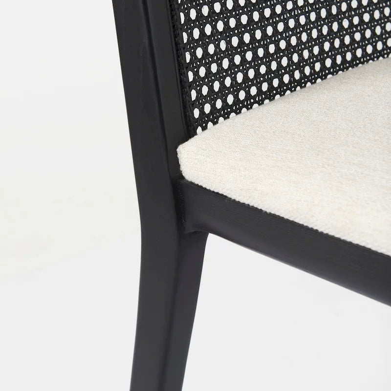 Clara Light Brown Wood Cream Seat Armless Dining Chair