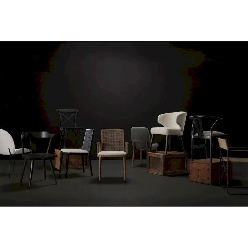 Clara Light Brown Wood Cream Seat Armless Dining Chair