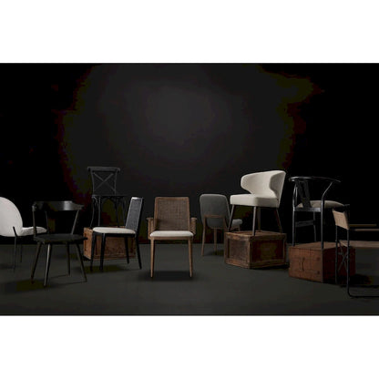 Clara Light Brown Wood Cream Seat Armless Dining Chair