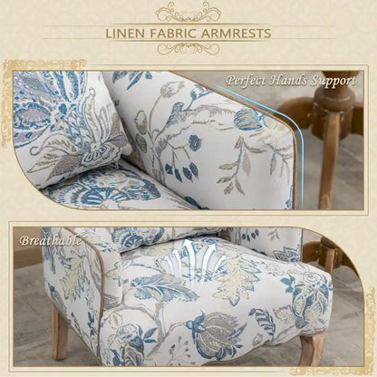 Upholstered French Country Single Sofa Reading Chairs with Pillow