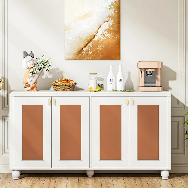 59-Inch 4-Door Sideboard Buffet Cabinet with Adjustable Shelves for Living Room Dining Room