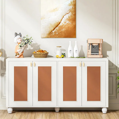 59-Inch 4-Door Sideboard Buffet Cabinet with Adjustable Shelves for Living Room Dining Room