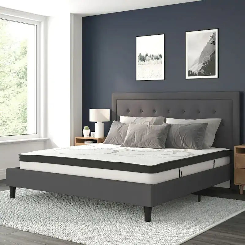Tufted Platform Bed with 10in. Pocket Spring Mattress