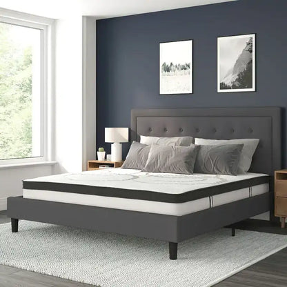 Tufted Platform Bed with 10in. Pocket Spring Mattress