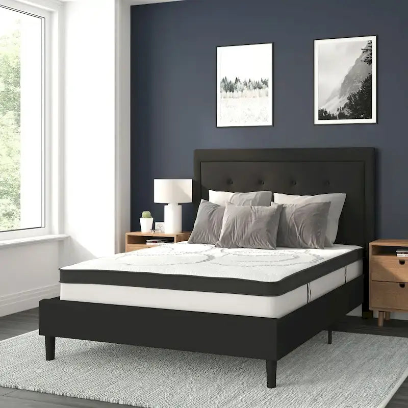 Tufted Platform Bed with 10in. Pocket Spring Mattress