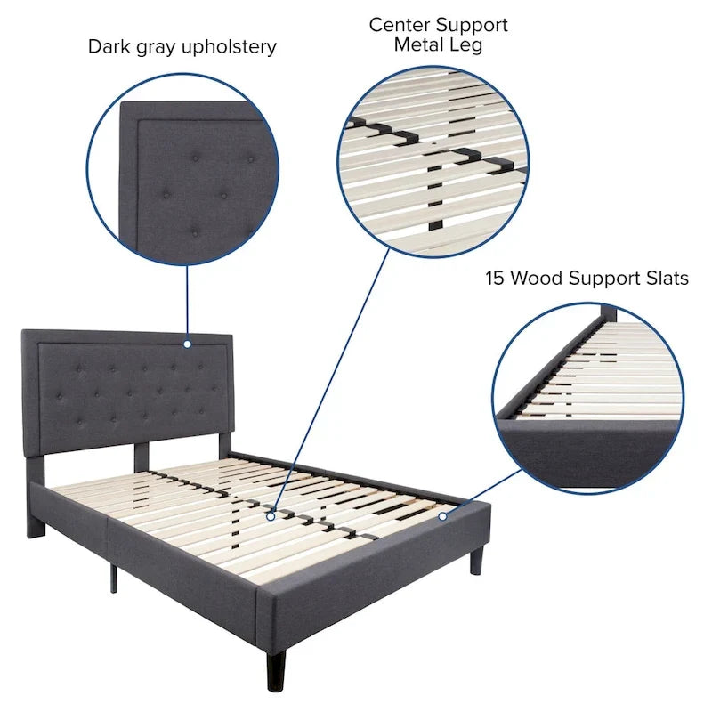 Tufted Platform Bed with 10in. Pocket Spring Mattress