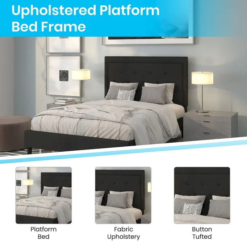 Tufted Platform Bed with 10in. Pocket Spring Mattress