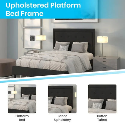 Tufted Platform Bed with 10in. Pocket Spring Mattress