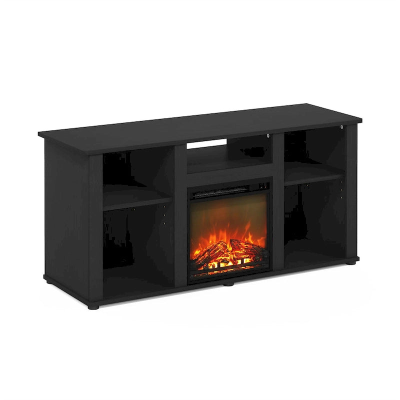 Furinno Jensen Fireplace TV Entertainment Center with Open Storage Compartment for TV up to 55 Inch