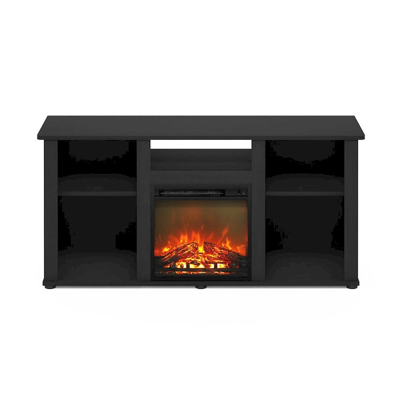Furinno Jensen Fireplace TV Entertainment Center with Open Storage Compartment for TV up to 55 Inch