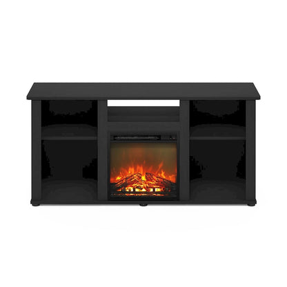 Furinno Jensen Fireplace TV Entertainment Center with Open Storage Compartment for TV up to 55 Inch