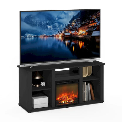 Furinno Jensen Fireplace TV Entertainment Center with Open Storage Compartment for TV up to 55 Inch