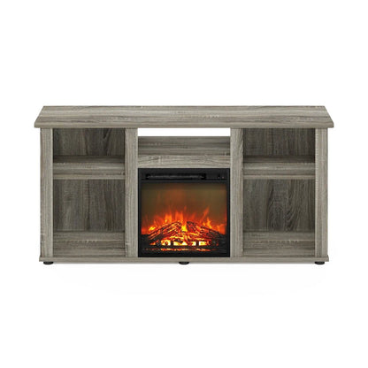 Furinno Jensen Fireplace TV Entertainment Center with Open Storage Compartment for TV up to 55 Inch