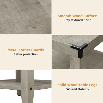 Farmhouse End Table 3 Tier Rustic Side Table