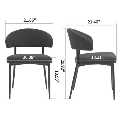Set of 2 Ayoka Black Boucle Dining Chairs with Black Iron Legs