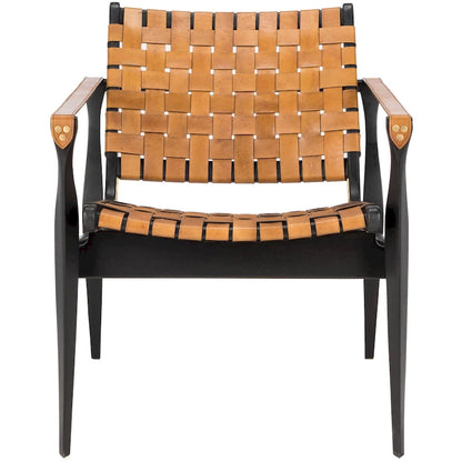 SAFAVIEH Couture Zenica Leather Safari Chair - 24.5 W x 30 L x 30 H - 25W x 30D x 30H