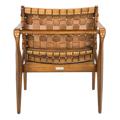 SAFAVIEH Couture Zenica Leather Safari Chair - 24.5 W x 30 L x 30 H - 25W x 30D x 30H