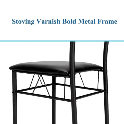 5-pieces Modern Dining Sets,Tempered Glass Table Top and 4 PU Chairs