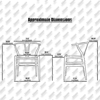 Red Modern Wood Elbow Chair Open Y Back Contemporary For Kitchen Dining Room With Woven Seat