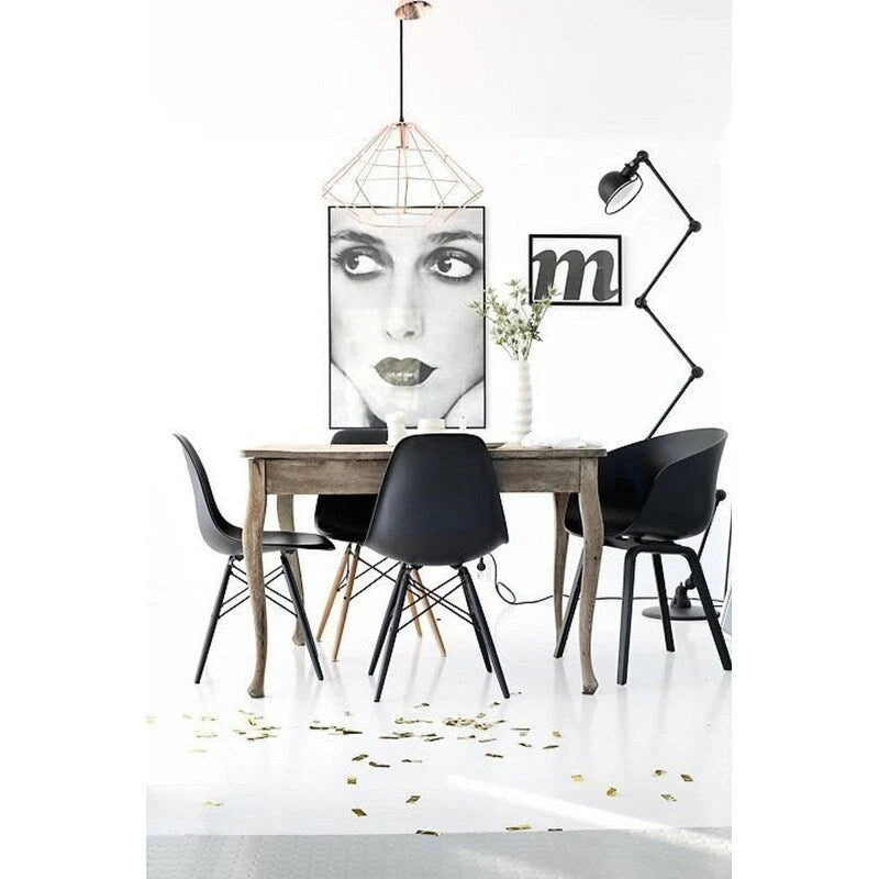 Designer Plastic/ Black Legs Retro Armless Eiffel Chair