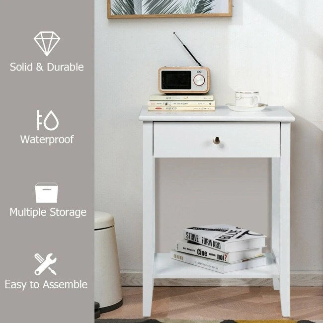 Wooden Nightstand End Table Storage Display