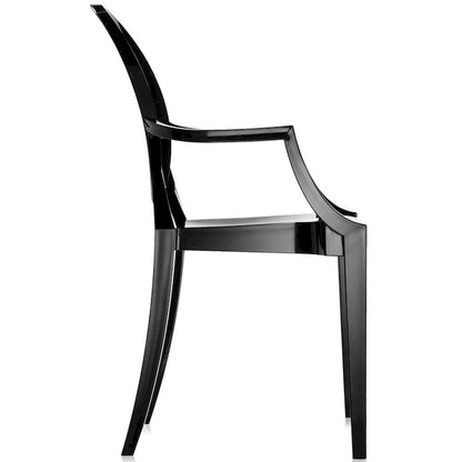 Crystal Transparent Stackable Plastic Armchair With Back Arms Accent Dining Designer Modern Work Task Desk