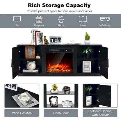 58 Inches TV Stand with 2 Storage Cabinets and 3-Position Adjustable Shelves