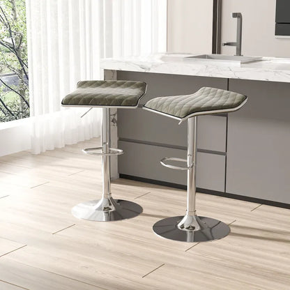 VECELO Barstools Adjustable Height Faux Leather Backless Modern Swivel Bar Stools, Bar Stools Set of 4