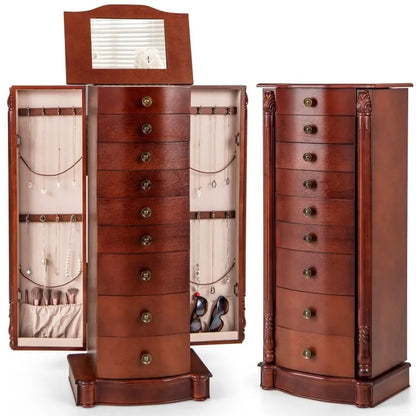 Large Wooden Jewelry Storage Box Organizer - 17 x 12 x 39.5 (L x W x H)